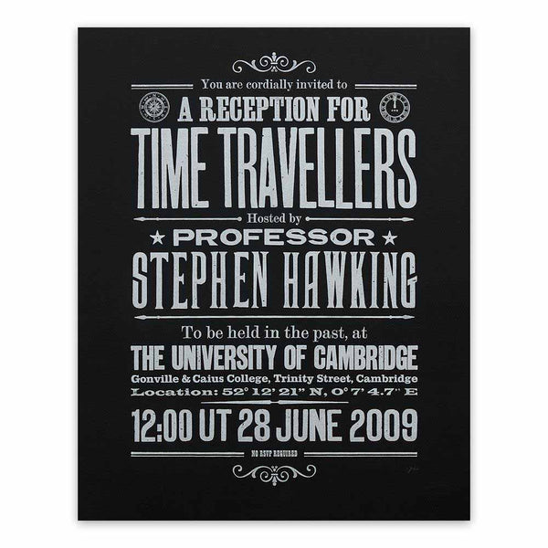 Stephen Hawking's Time Travellers Invitation: Limited Edition Print (black)